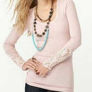 Free People Pink Thermal Lace Cuff Sz XS
