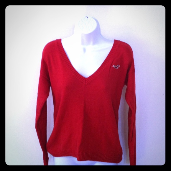 Hollister red v-neck sweater