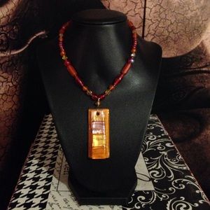 Orange Handmade Glass Necklace