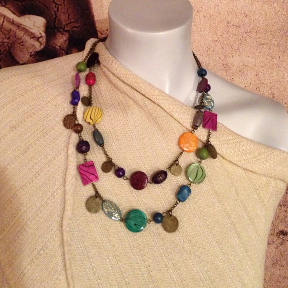 Multi Color Double Strand Necklace