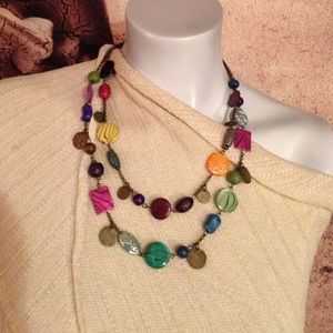 Multi Color Double Strand Necklace
