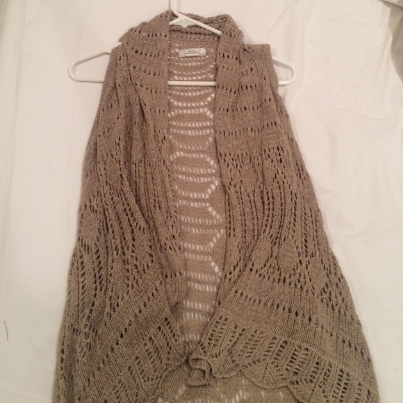 Tan crochet vest