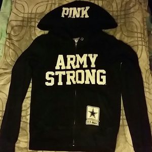 Victorias secret pink Army zip hoodie