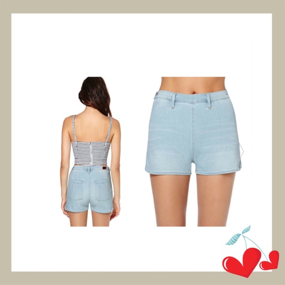Dittos High Waist Light-wash Denim Shorts