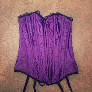 Purple Corset W/ Black Lace Reversible Velvet