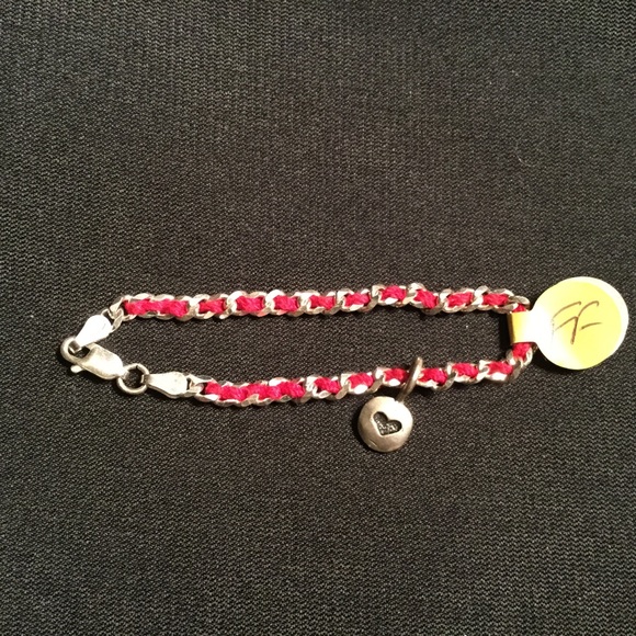 AlefBet SS 6" Red String w/ dangle heart charm