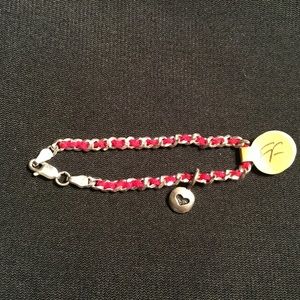AlefBet SS 6" Red String w/ dangle heart charm
