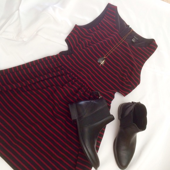 Forever 21 Dresses & Skirts - Striped red and black dress with fun side cutouts