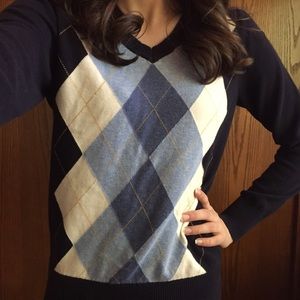 Navy Argyle Sweater