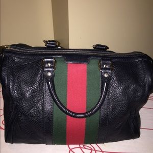 👜💯% Authentic Gucci Black Boston Web👜