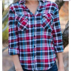 Mint julep red/blue plaid shirt