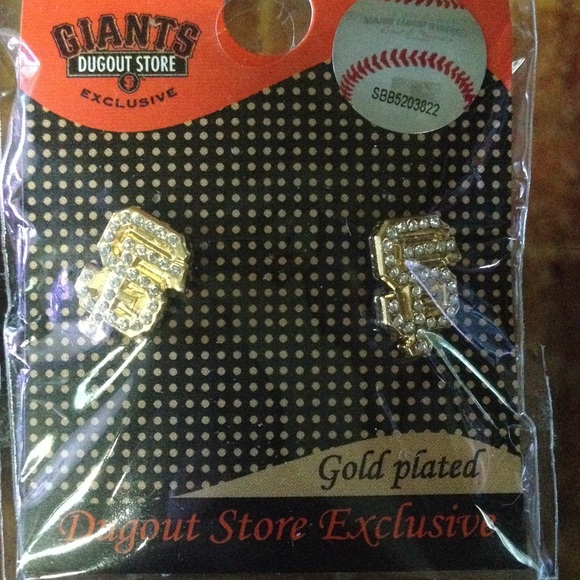 Gold Sf Giants logo stud earrings