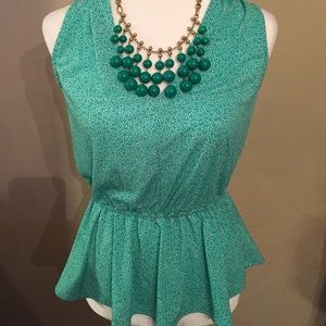 Banana Republic green and white peplum top