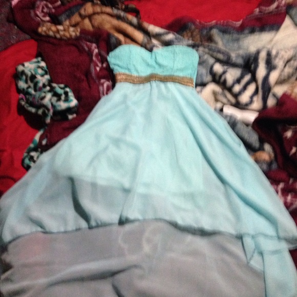 High low blue dress
