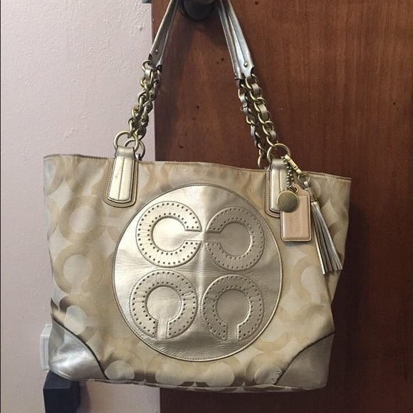 Tan & Gold Coach Bag