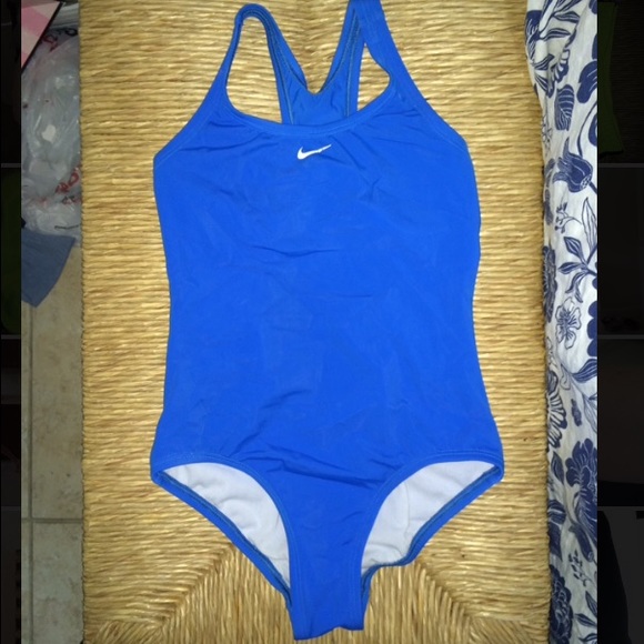 Blue Nike one piece bathing suit.