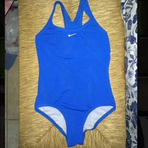 Blue Nike one piece bathing suit.