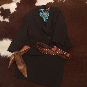 Mocha and milk chocolate pinstripe suit