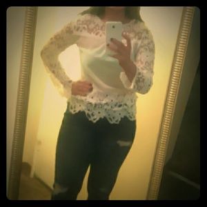 WHITE SHEER LACE TOP