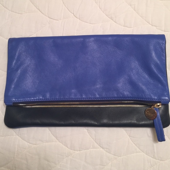 Clare Vivier Royal & Navy Foldover Clutch - Picture 1 of 4