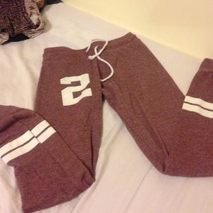 Maroon colored joggers