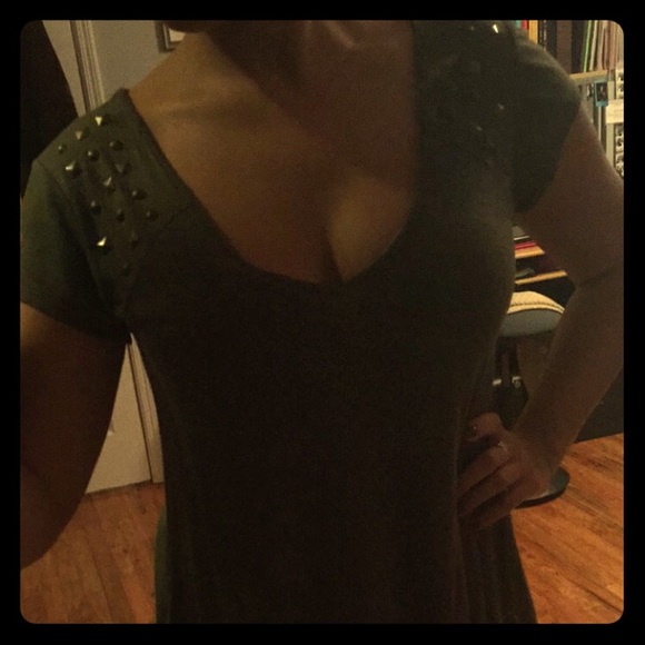 Army green with studded shoulders