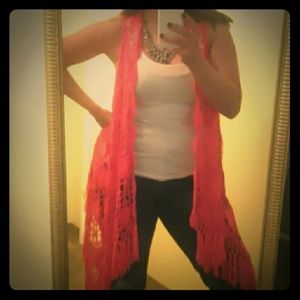 Red hot sleeveless long vest!!!