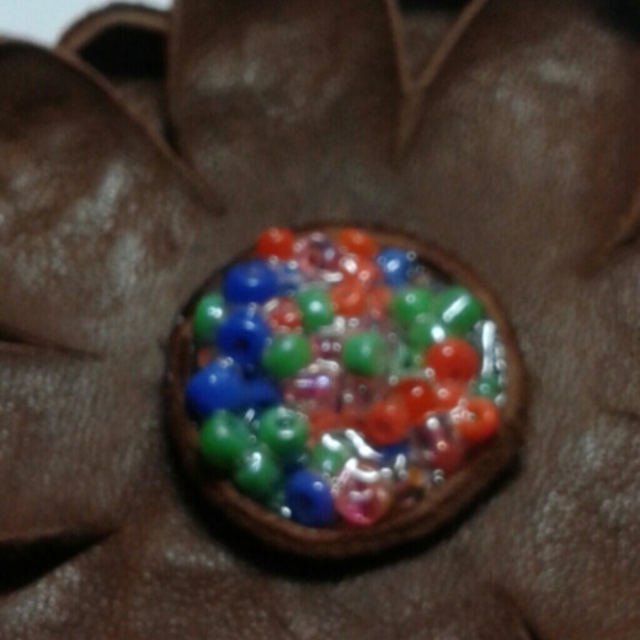 Leather Flower Clip - Picture 2 of 2