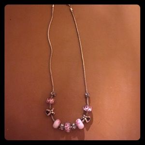 Pandora styled breast cancer awareness necklace