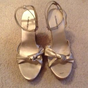 Classified Gold Ankle Strap Wedges