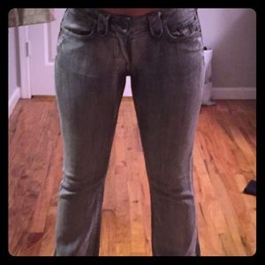 Grey deep washed boot leg jeans