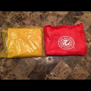 Ponchos 2$ each, gym bag5$ , money necklace2$