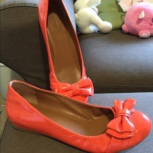 J.crew cece orange/coral bow flats