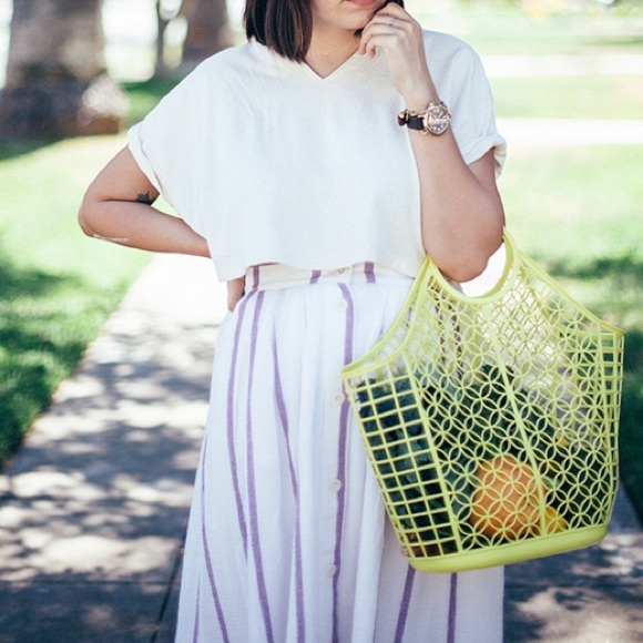 Lucky Brand Button Front Striped Skirt