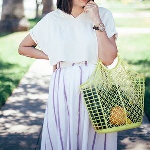 Lucky Brand Button Front Striped Skirt