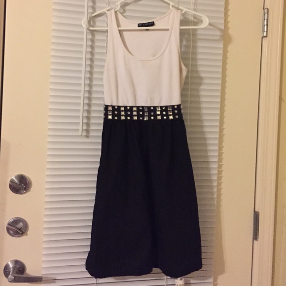 Black and white studded dress