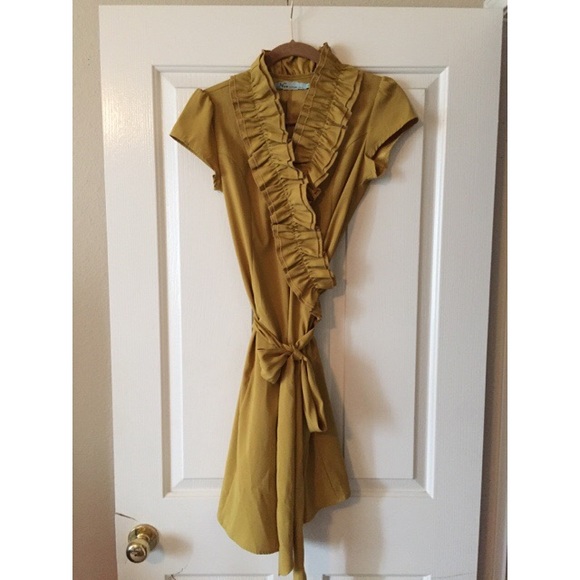 Gold wrap dress