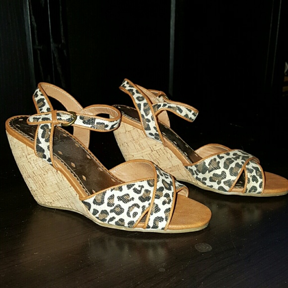 Coconuts, leopard peep toe wedge