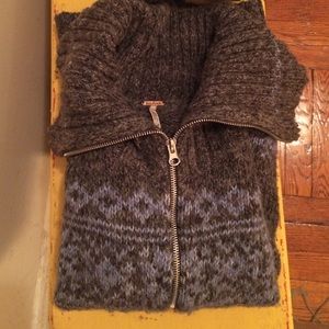 Free People fair isle zip turtleneck sweater