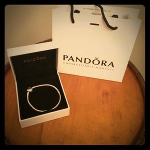 Pandora Jewelry - Pandora Silver Charm Bracelet with Heart Clasp Pandora Jewelry - Pandora Silver Charm Bracelet with Heart Clasp