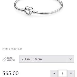 Pandora Jewelry - Pandora Silver Charm Bracelet with Heart Clasp Pandora Jewelry - Pandora Silver Charm Bracelet with Heart Clasp