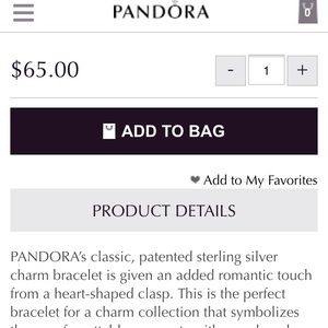 Pandora Jewelry - Pandora Silver Charm Bracelet with Heart Clasp Pandora Jewelry - Pandora Silver Charm Bracelet with Heart Clasp