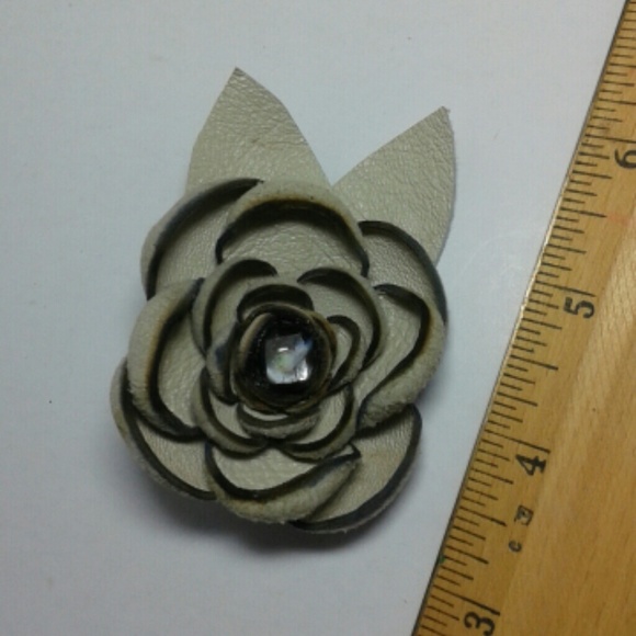Leather Flower Clip