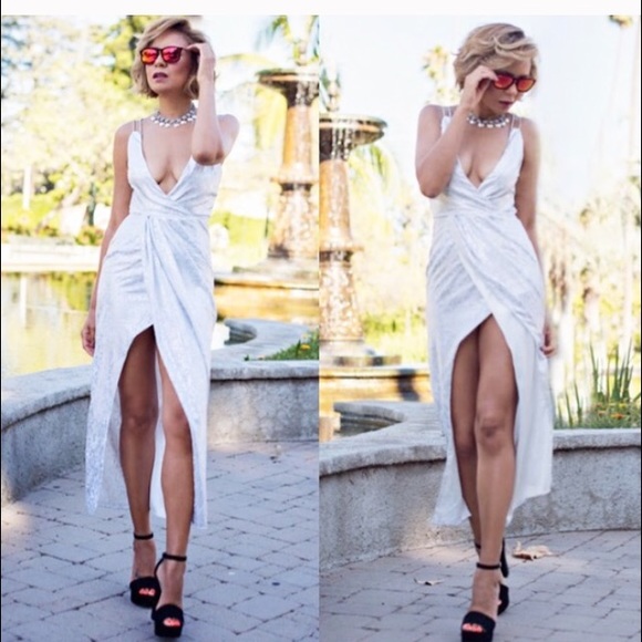 Brand new Silver faux wrap dress