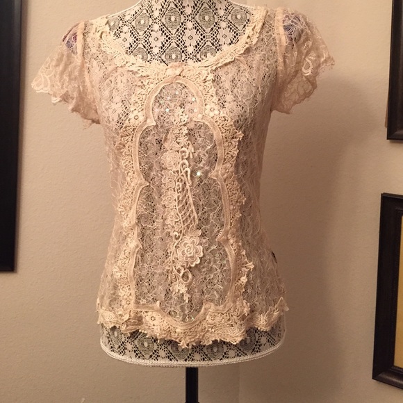 Lace top with sequins