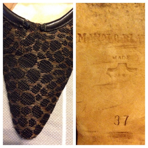 Manolo Blahnik Animal Print Pointed Toe Mules - Picture 3 of 4