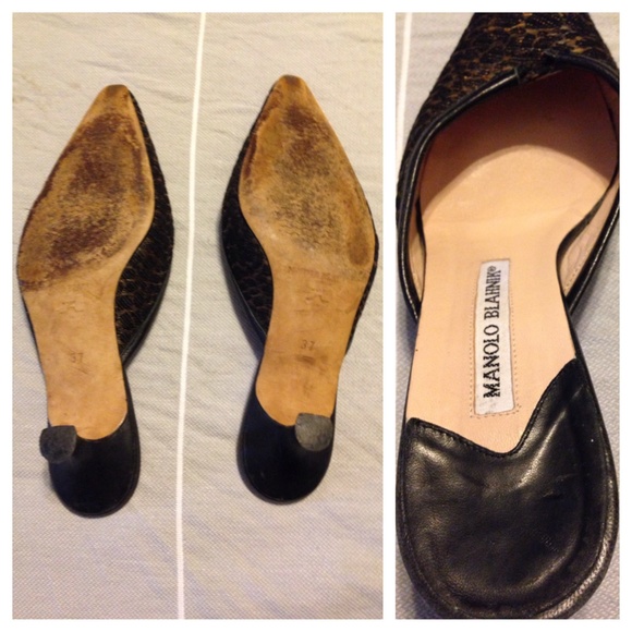 Manolo Blahnik Animal Print Pointed Toe Mules - Picture 4 of 4