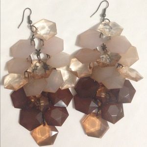 Brown and tan statement earrings