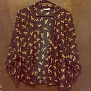 Horse print silky cardigan