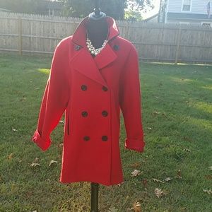 !Red/Black pea coat